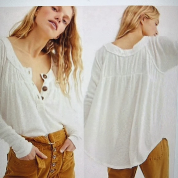 Free People Ivory Henley Top Size Small - Picture 5 of 6